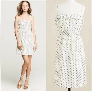 J.Crew Factory Candace Ink Dot Spaghetti Strap Dress White Black Polka Dot M